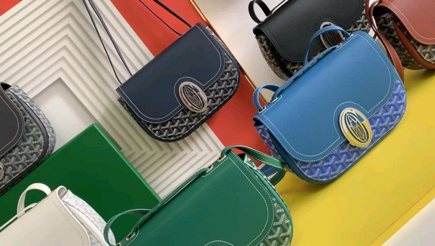 Gogy Vintage Chevron Pattern Leather Saddle Bag Crossbody Handbag