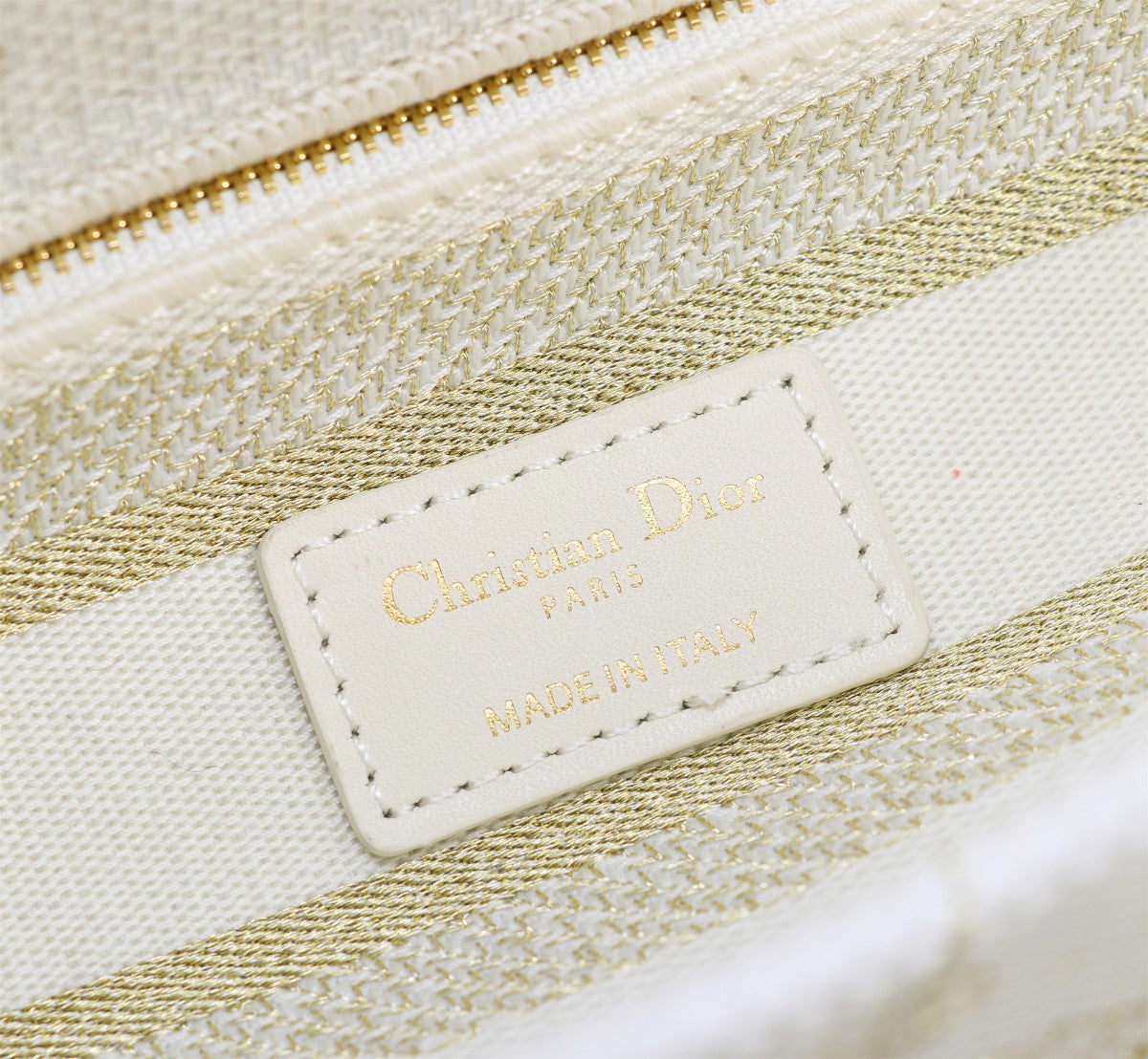 Dior Elegant White and Gold Floral Butterfly Canvas Crossbody Bag