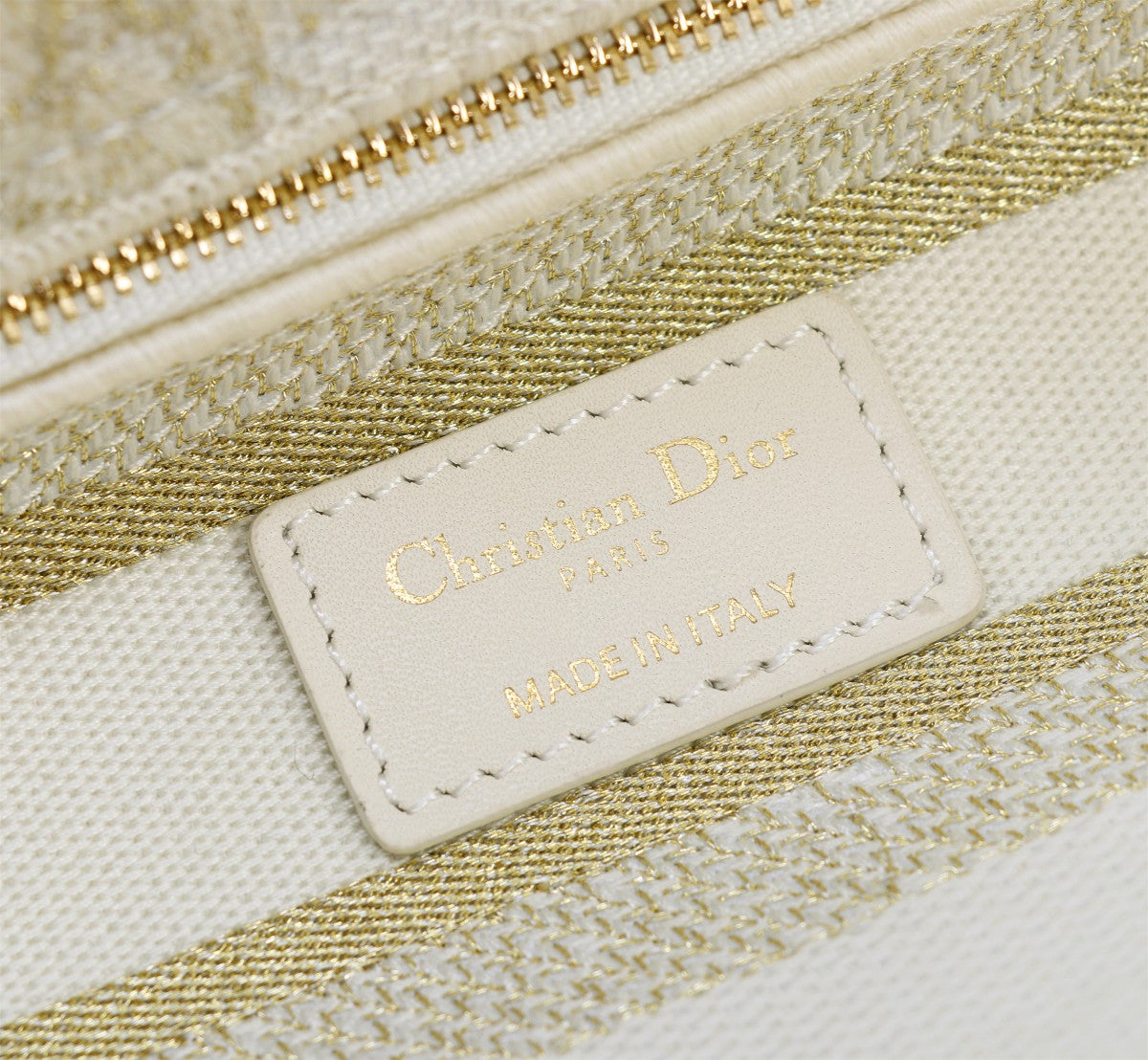 Dior Elegant Cream Embroidered Floral Canvas Tote Handbag