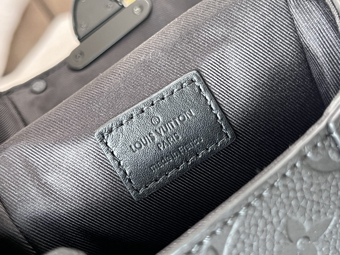 Louis Vuitton Matte Black Textured Leather Vertical Mini Trunk Crossbody Bag