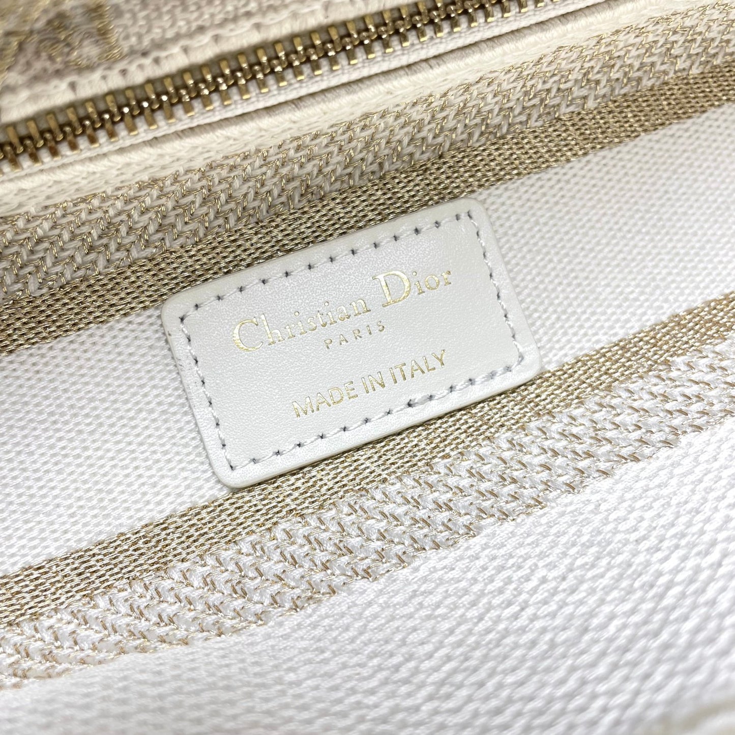 Dior Elegant Beige Embroidered Canvas Satchel Top Handle Shoulder Bag