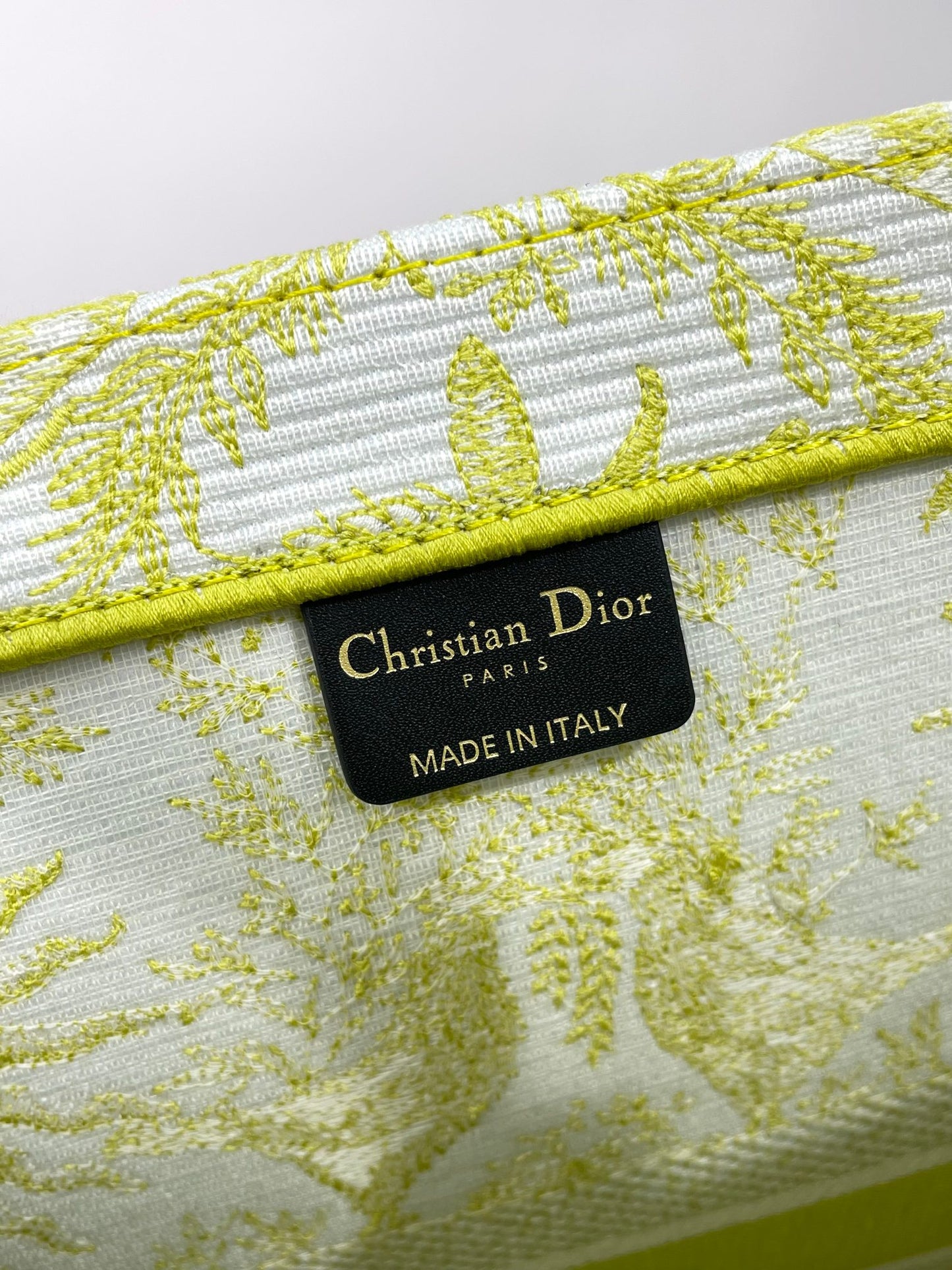 Christian Dior Large Book Tote Yellow Toile de Jouy Zodiac Embroidery Canvas Bag