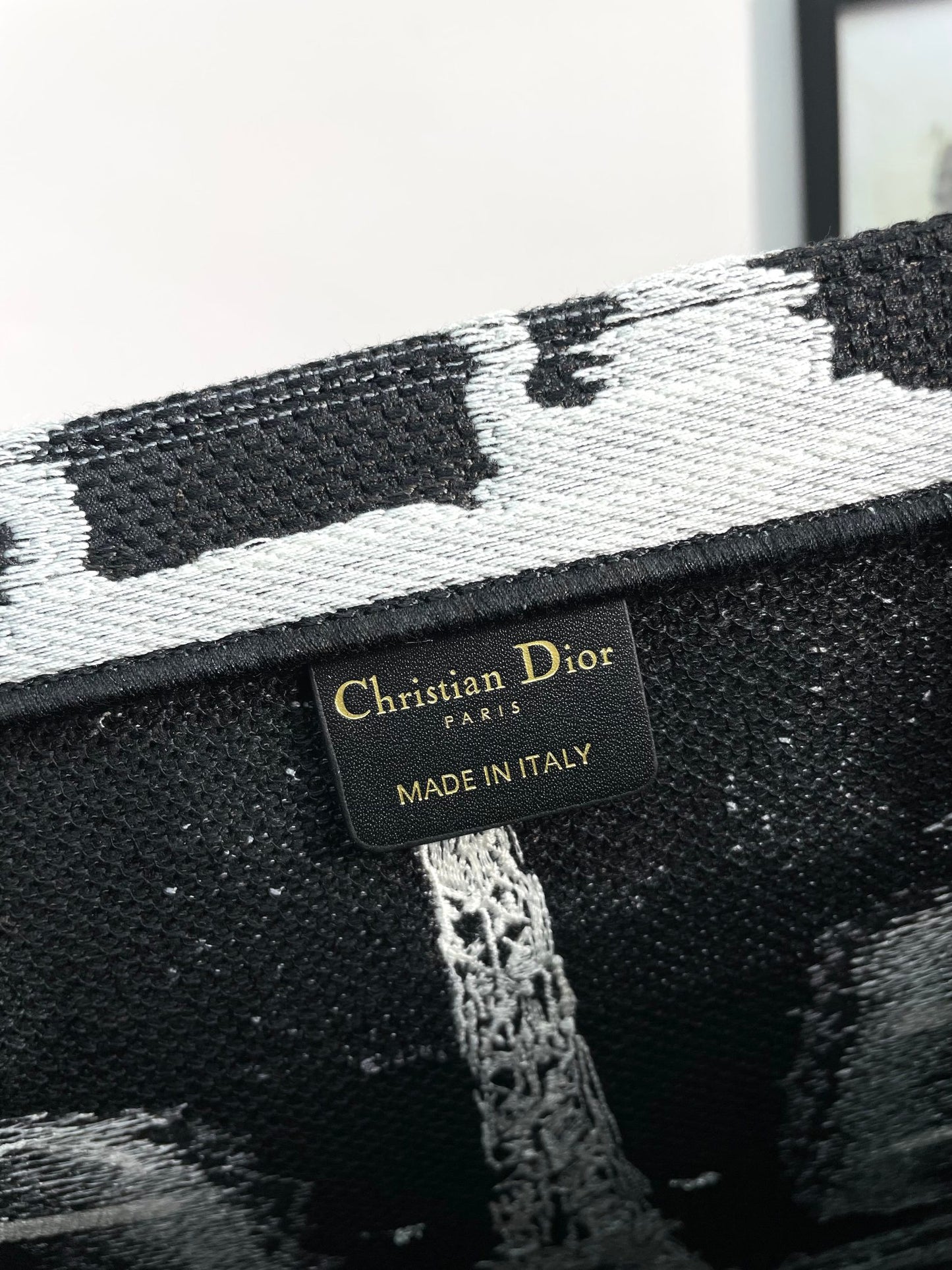 Dior Embroidered Paris Eiffel Tower Canvas Top Handle Tote Bag