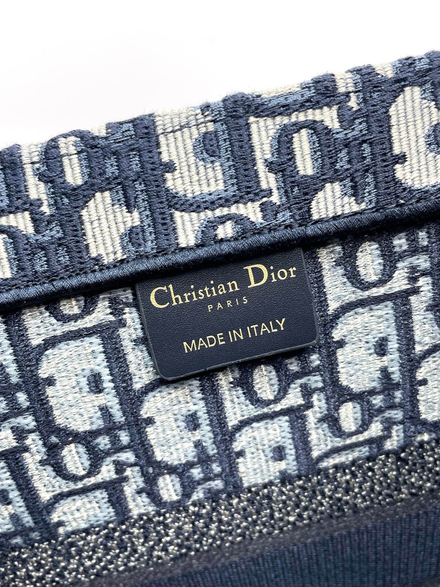 Dior Classic Blue Embroidered Canvas Monogram Tote Handbag