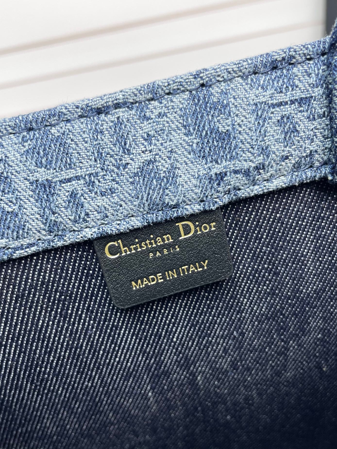 Christian Dior Book Tote Blue Oblique Embroidery Canvas Handbag
