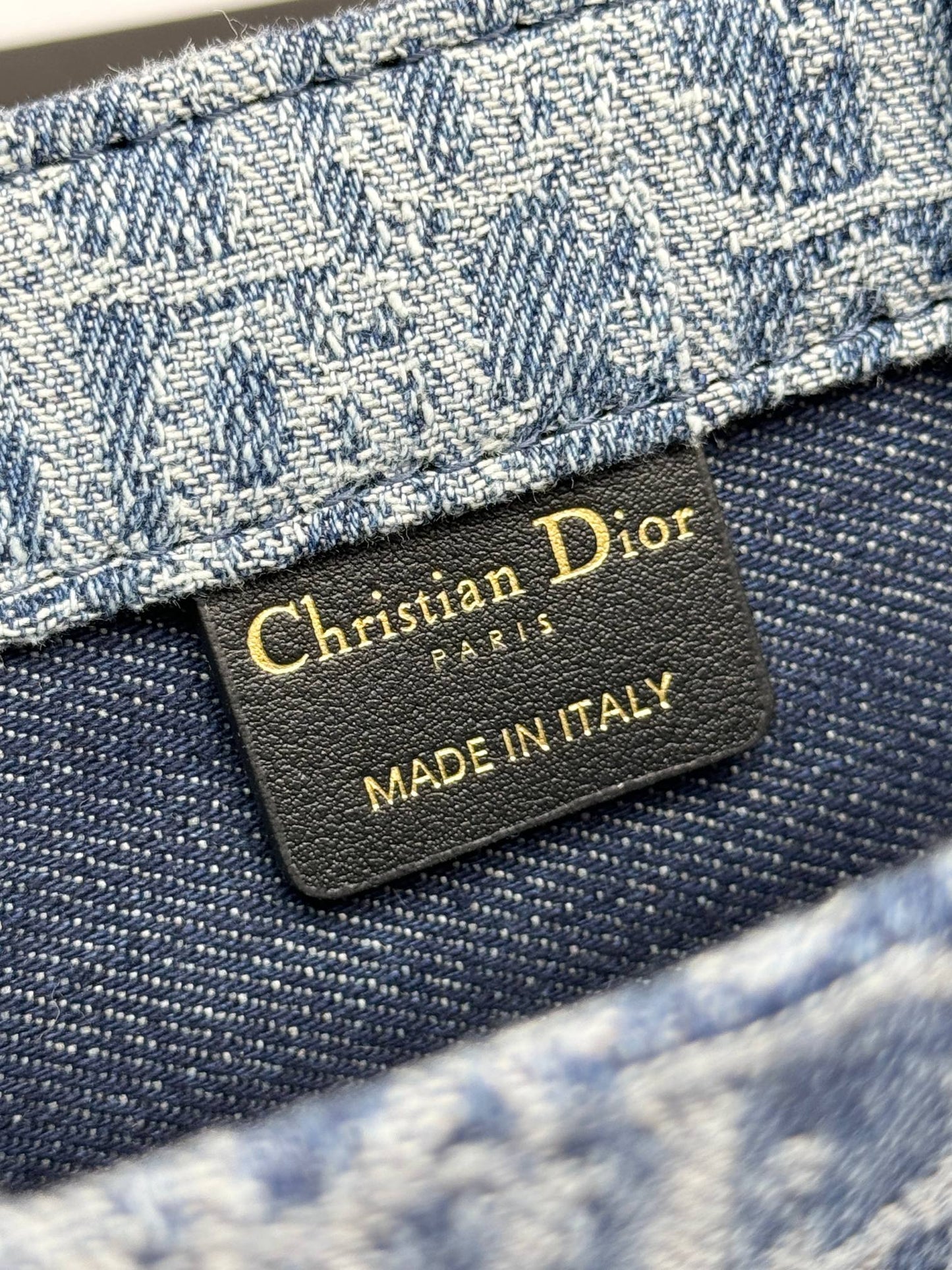 Dior Blue Denim Monogram Canvas Top Handle Crossbody Mini Tote Bag