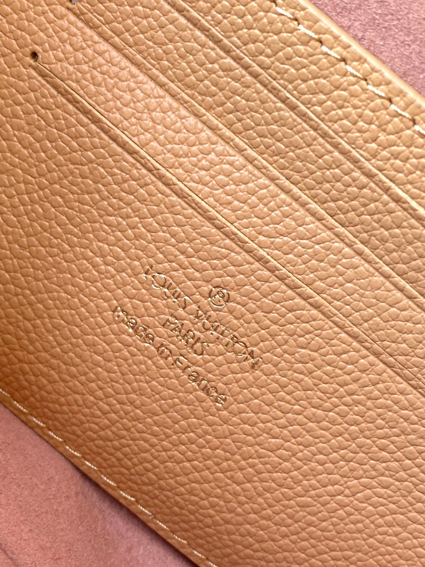Louis Vuitton Elegant Beige Monogram Leather Crossbody Bag with Gold Chain