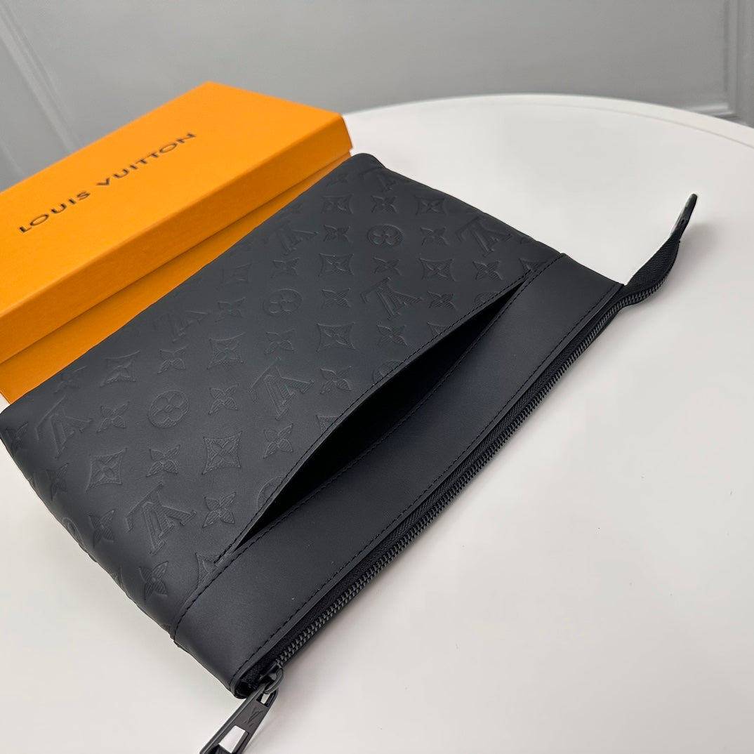 Louis Vuitton Monogram Shadow Pochette Discovery Clutch Bag - Black