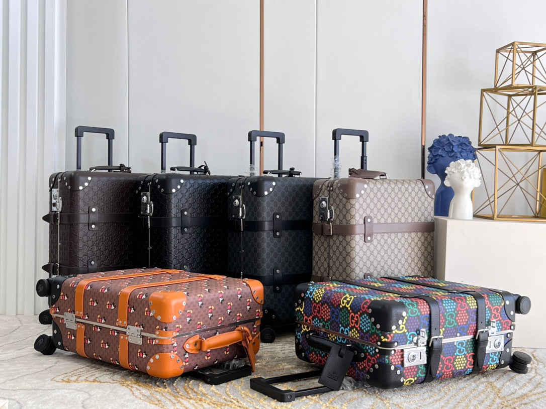 Luxury Retro Monogram Rolling Suitcase Vintage Hardside Spinner Luggage