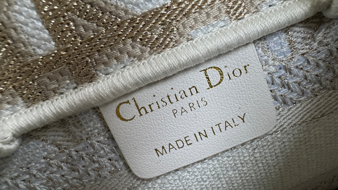 Christian Dior Mini Book Tote Bag - Beige Geometric Embroidered Canvas