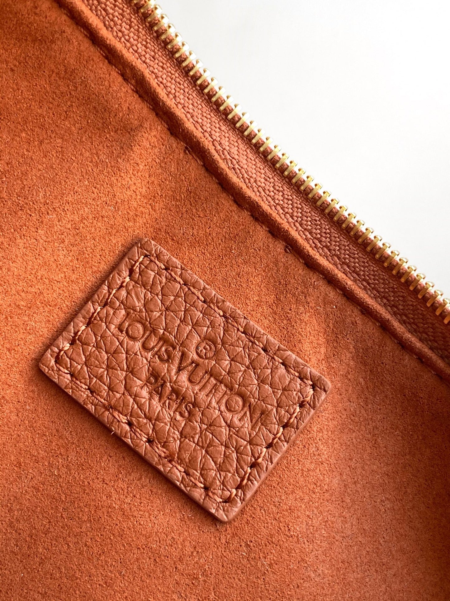 Louis Vuitton Brown Embossed Leather Shoulder Bag with Gold Chain Strap