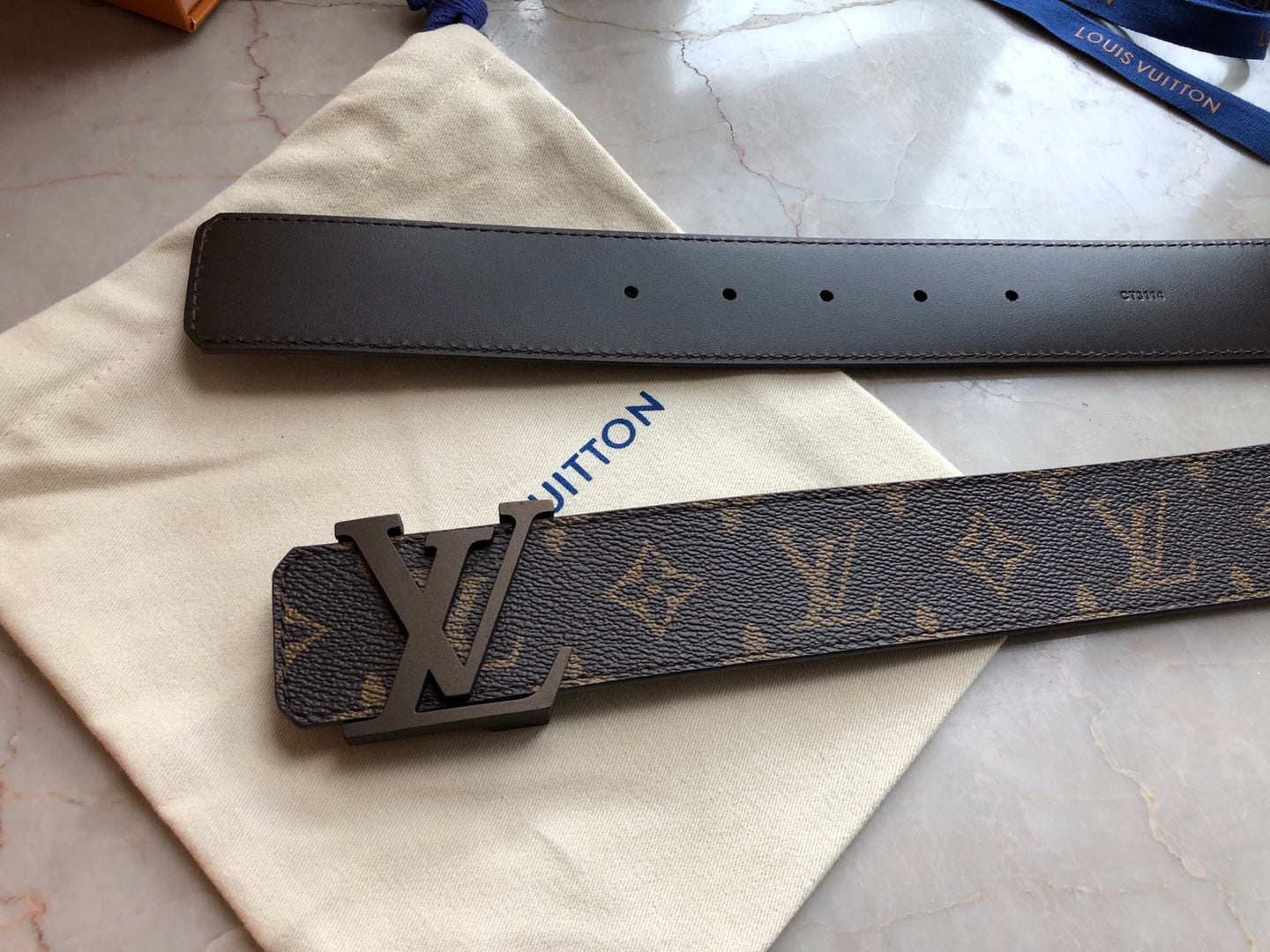 Louis Vuitton Men's LV Initiales 40mm Reversible Belt, Monogram Canvas and Black Leather