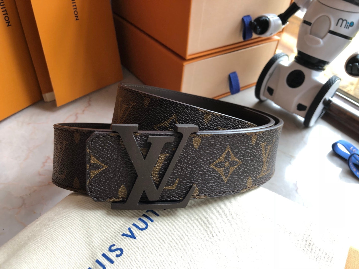 Louis Vuitton Men's LV Initiales 40mm Reversible Belt, Monogram Canvas and Black Leather