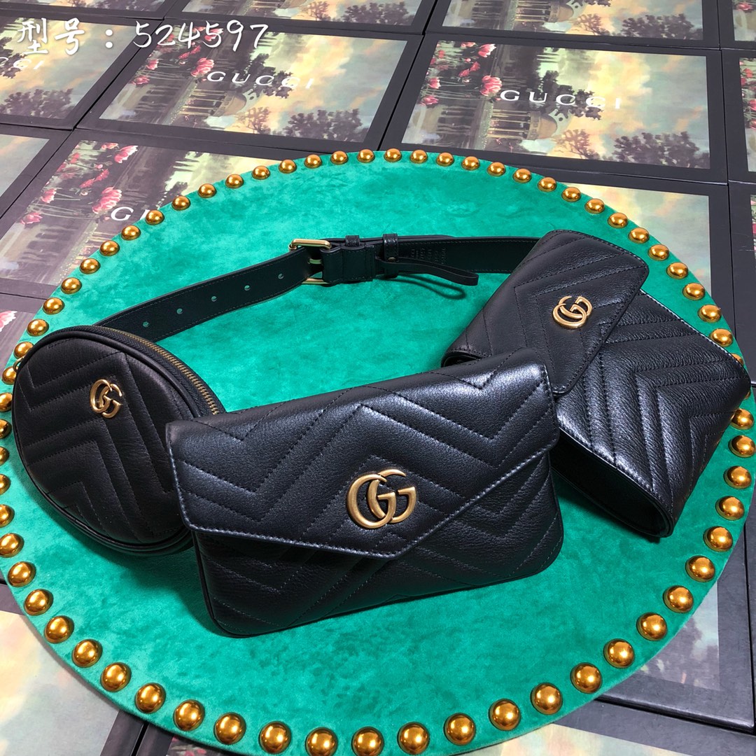 Gucci Black Quilted Leather 3-in-1 Belt Bag with Detachable Pouches