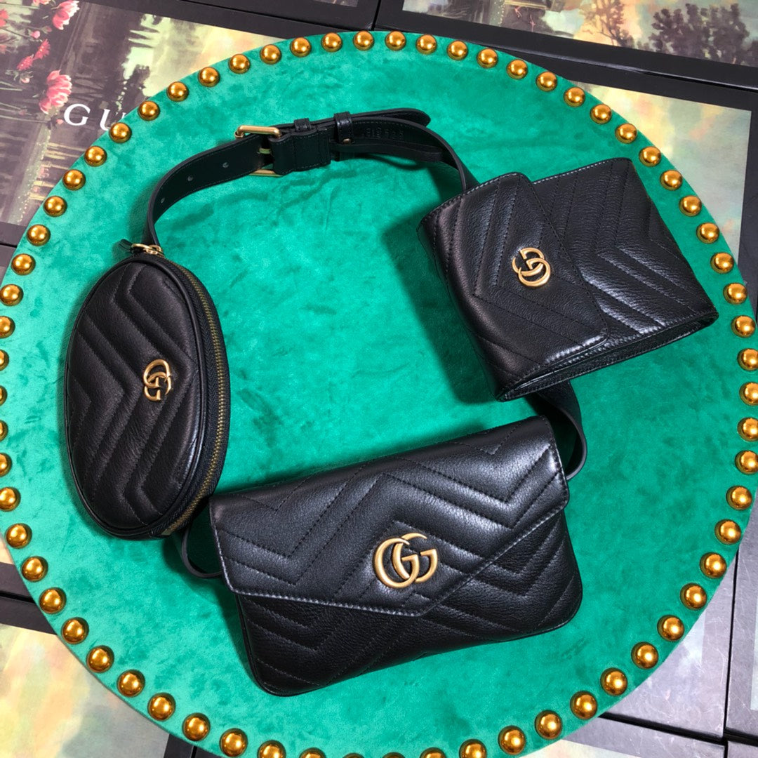 Gucci Black Quilted Leather 3-in-1 Belt Bag with Detachable Pouches
