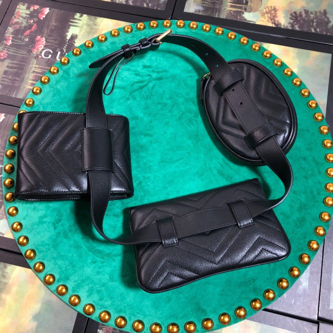 Gucci Black Quilted Leather 3-in-1 Belt Bag with Detachable Pouches