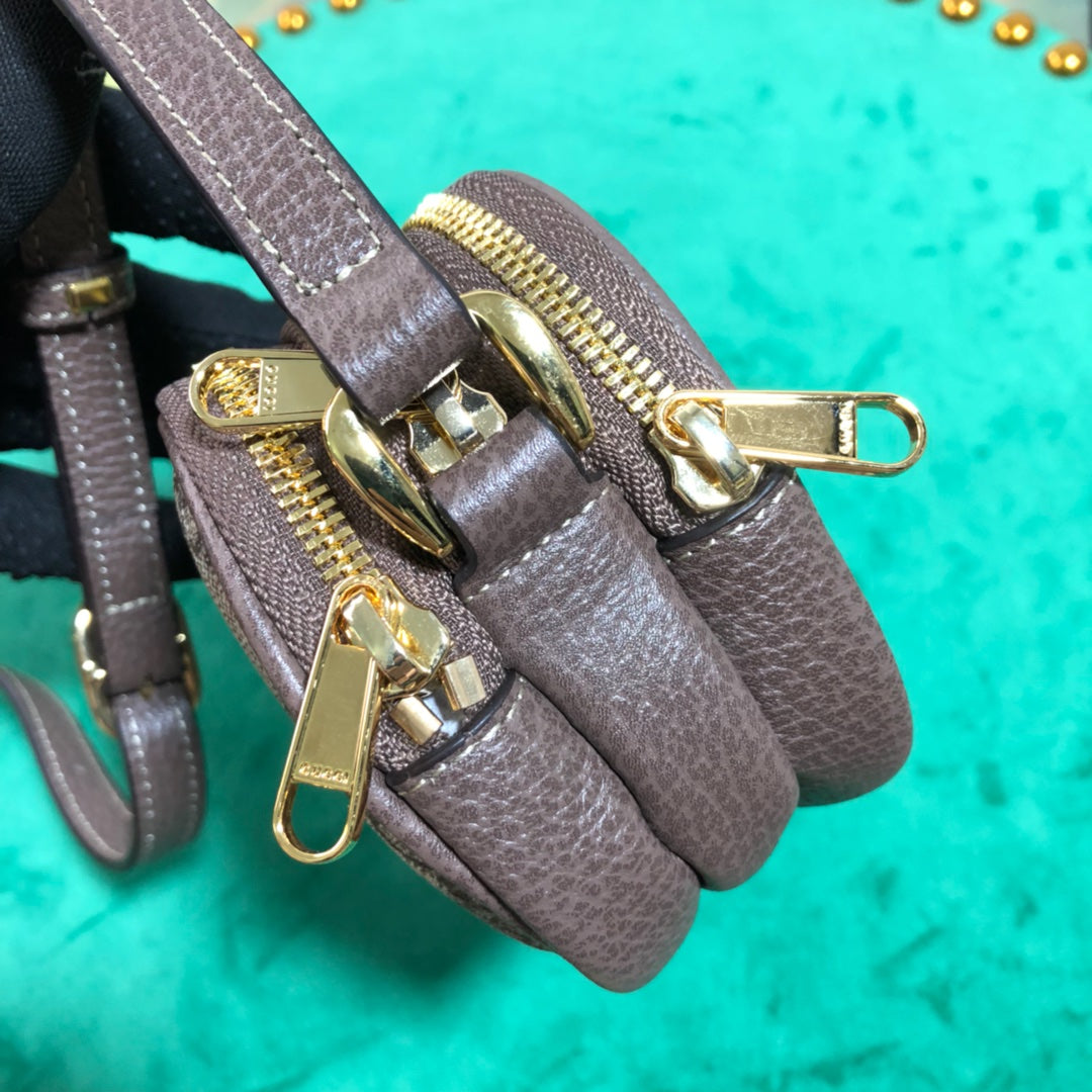 Gucci Retro Monogram Canvas Mini Crossbody Bag with Web Stripe Detail