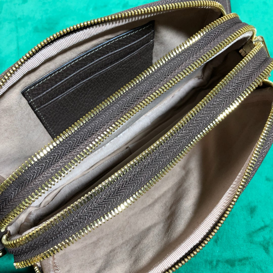 Gucci Retro Monogram Canvas Mini Crossbody Bag with Web Stripe Detail