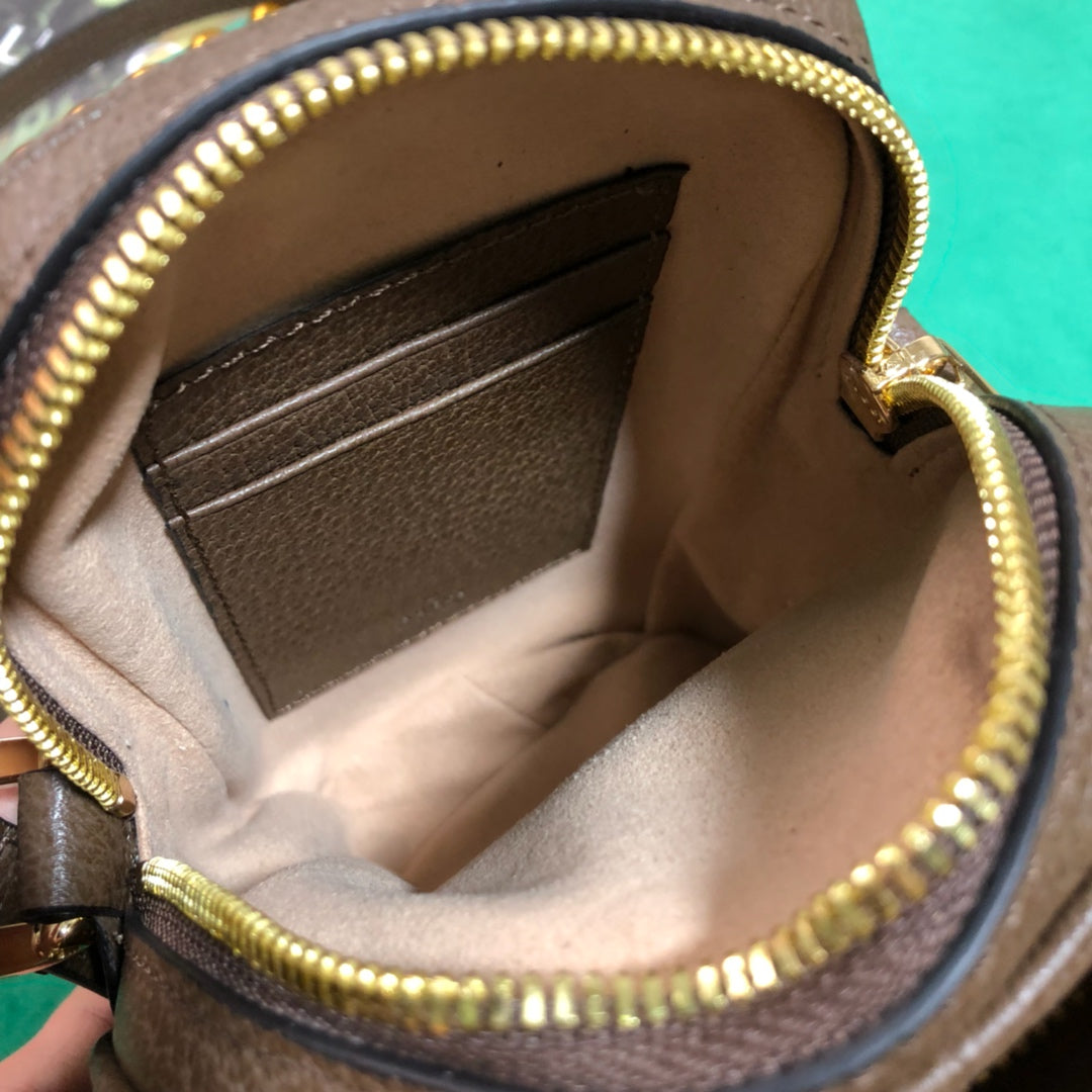 Gucci Vintage Monogram Canvas Crossbody Bag with Red and Green Stripe
