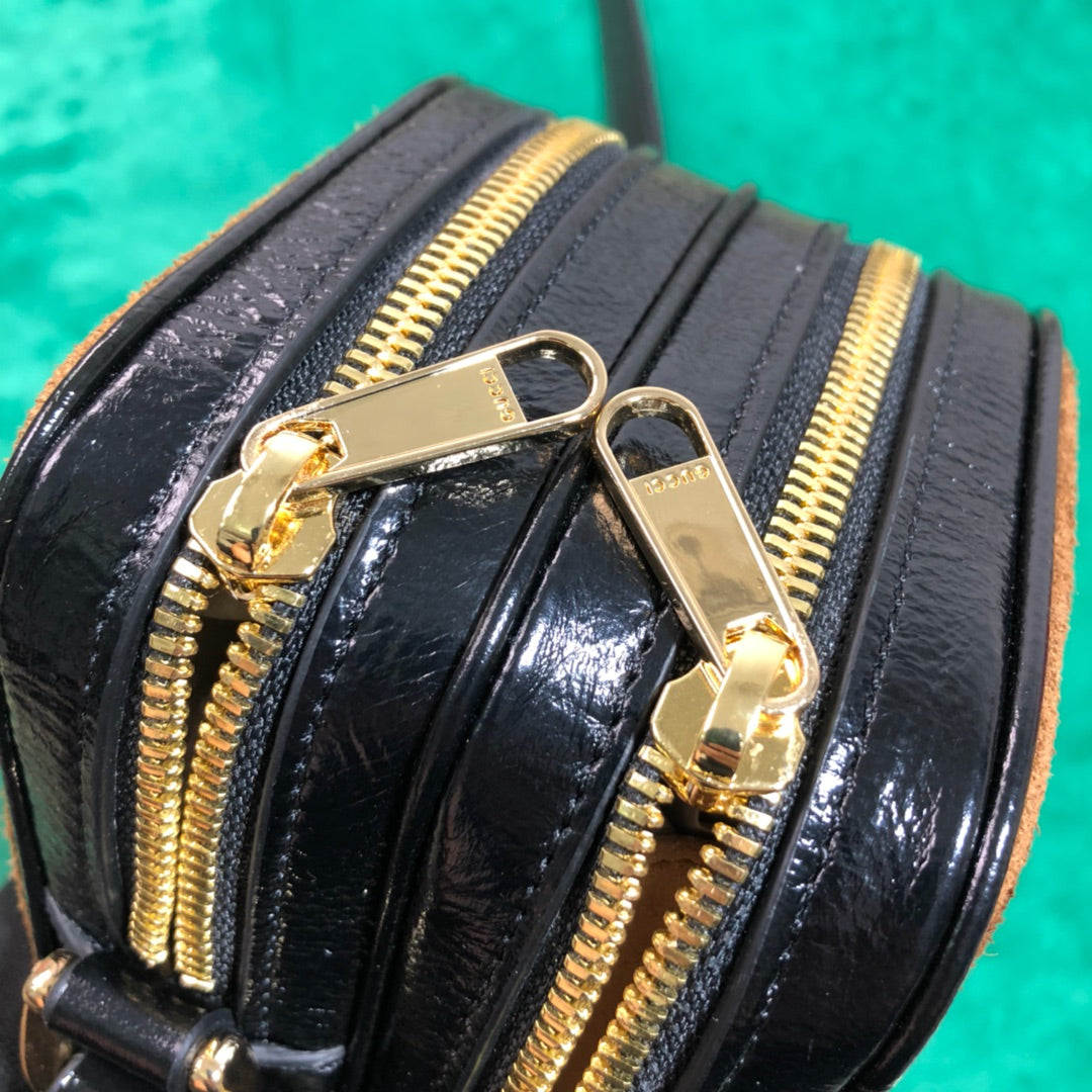 Gucci Vintage Brown Suede and Leather Mini Shoulder Bag with Web Stripe