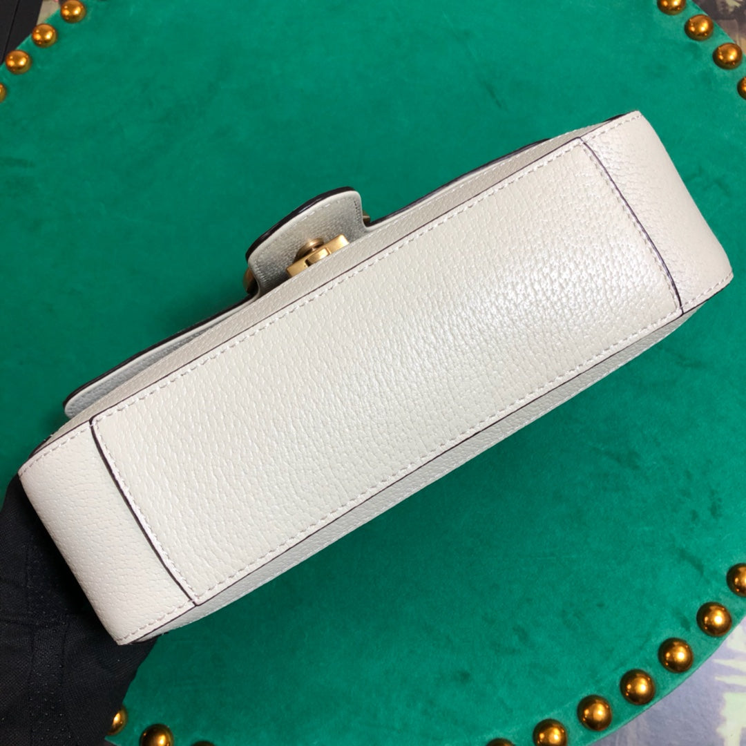 Gucci Elegant Monogram Flap Shoulder Bag with White Leather Trim