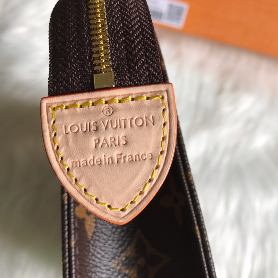 Louis Vuitton Vintage Brown Monogram Canvas Toiletry Pouch Zippered Cosmetic Bag