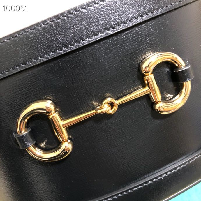 Gucci Horsebit 1955 Small Bucket Bag - Black and Beige Leather