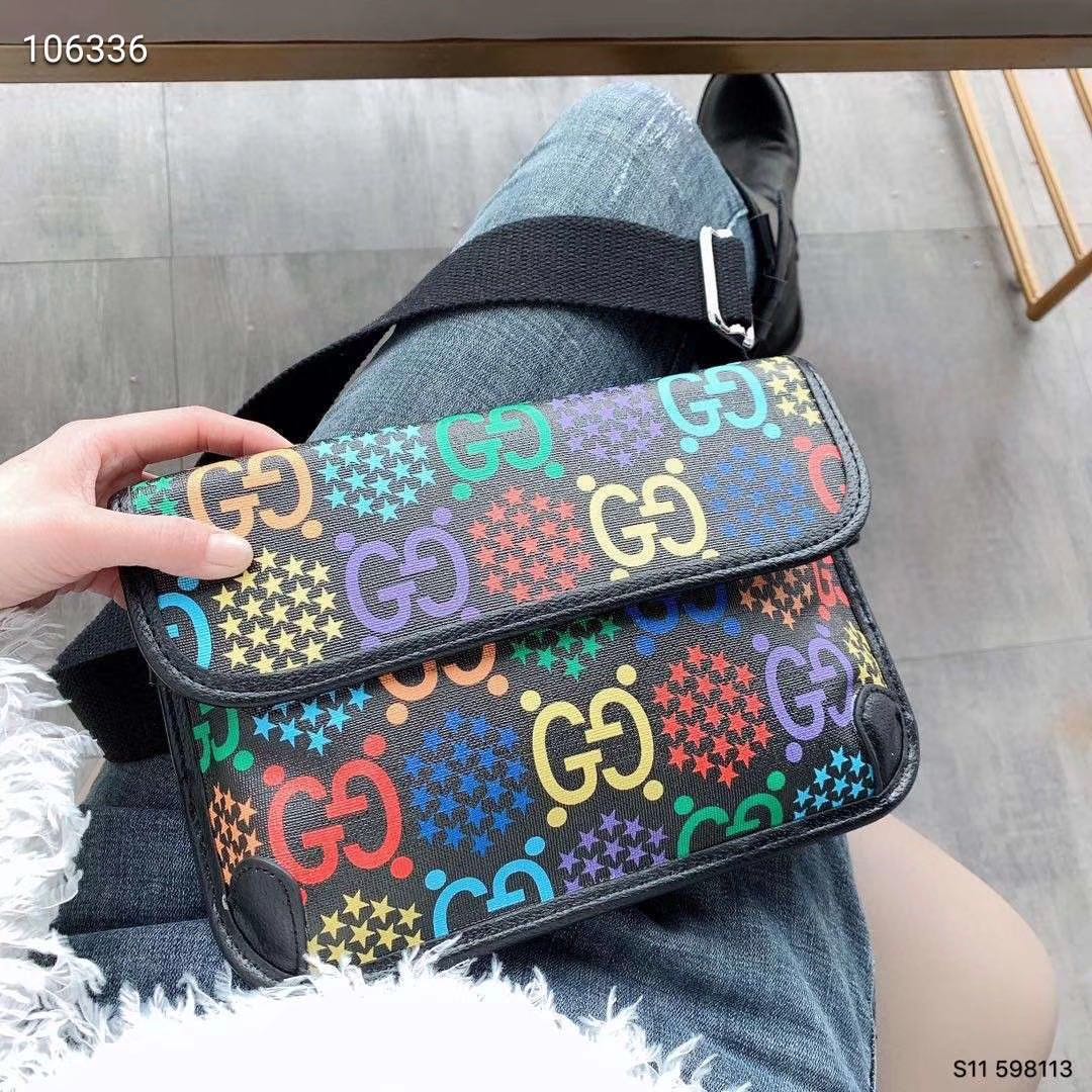 Gucci Multicolor Monogram and Star Print Waist Bag Fanny Pack