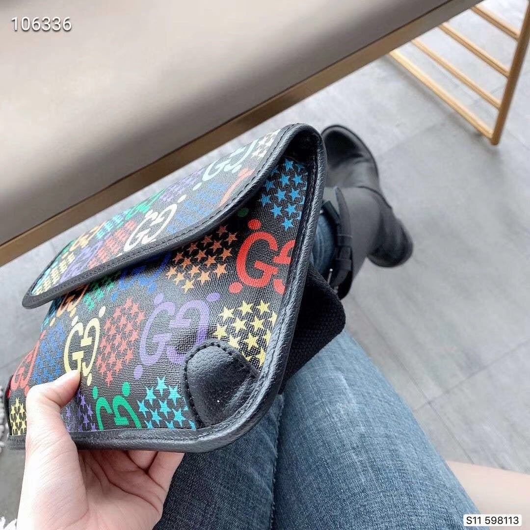Gucci Multicolor Monogram and Star Print Waist Bag Fanny Pack