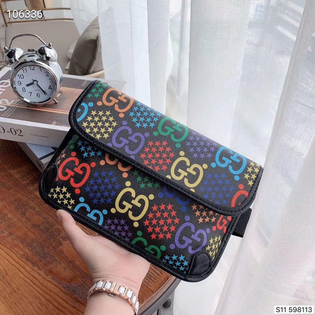 Gucci Multicolor Monogram and Star Print Waist Bag Fanny Pack