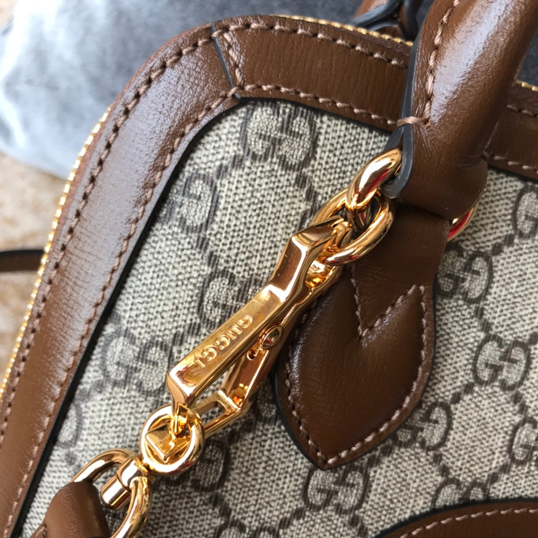 Gucci Vintage Monogram Canvas Top Handle Bag with Horsebit Detail