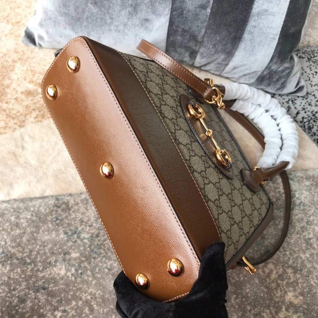 Gucci Vintage Monogram Canvas Top Handle Bag with Horsebit Detail