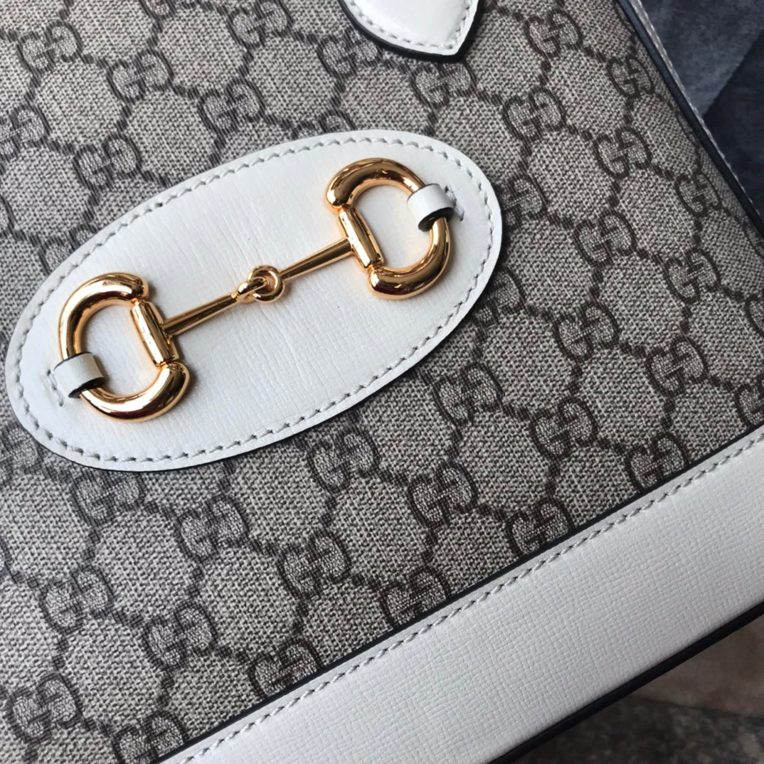 Gucci Vintage Monogram Canvas Satchel Handbag with Horsebit Detail