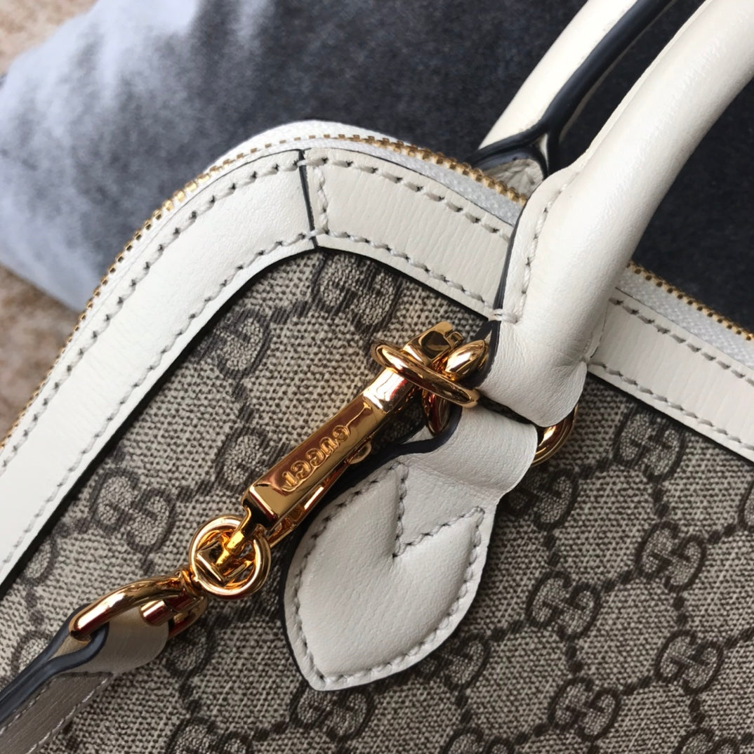 Gucci Vintage Monogram Canvas Satchel Handbag with Horsebit Detail