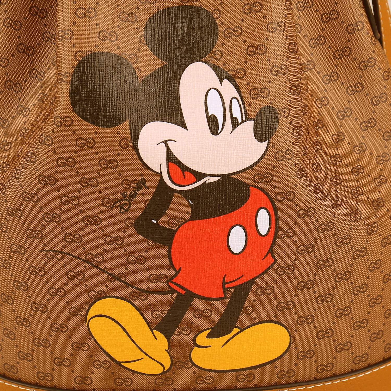 Disney x Gucci Mickey Mouse Monogram Canvas Bucket Bag - Brown