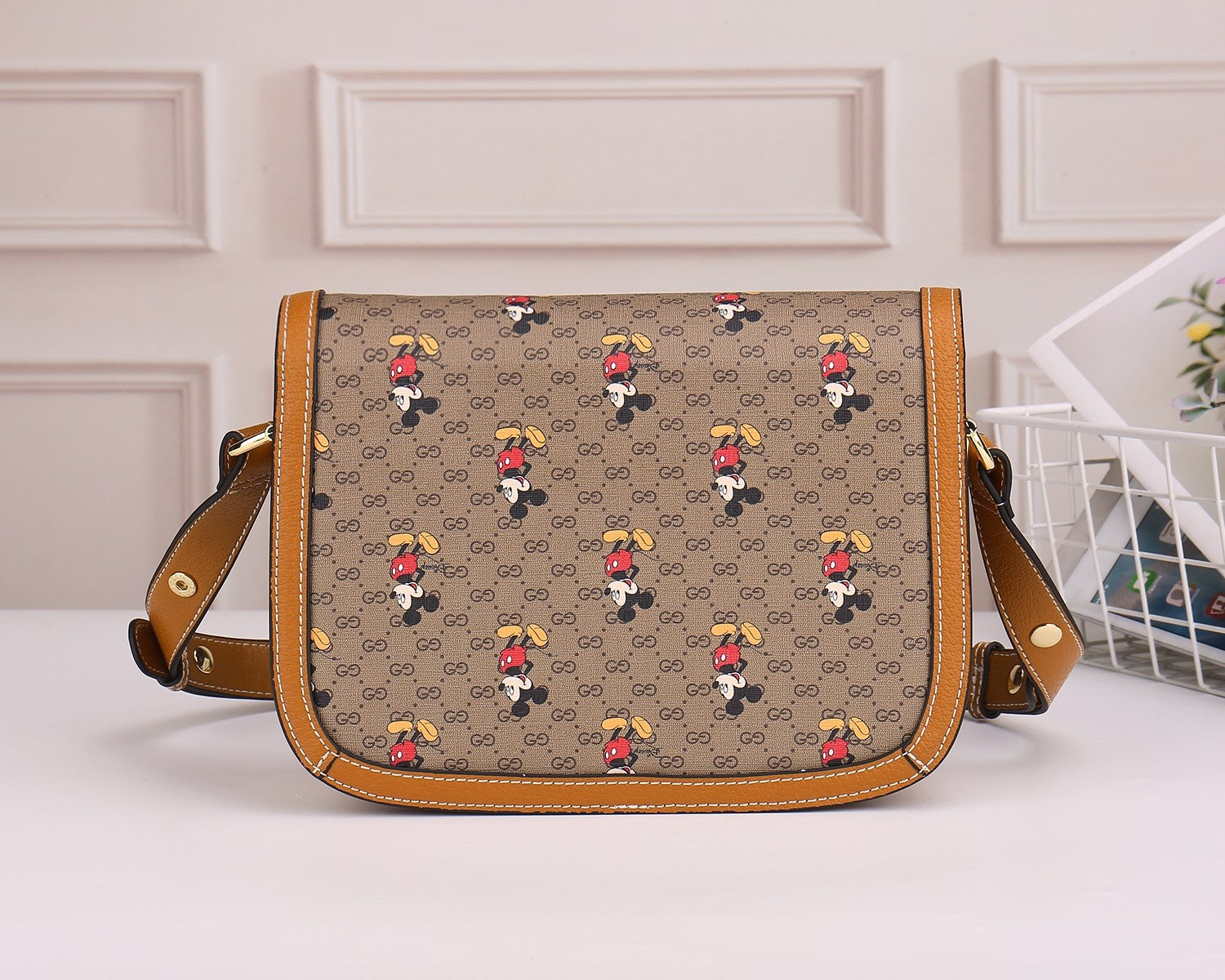 Gucci Vintage Cartoon Mouse Monogram Shoulder Bag with Horsebit Clasp