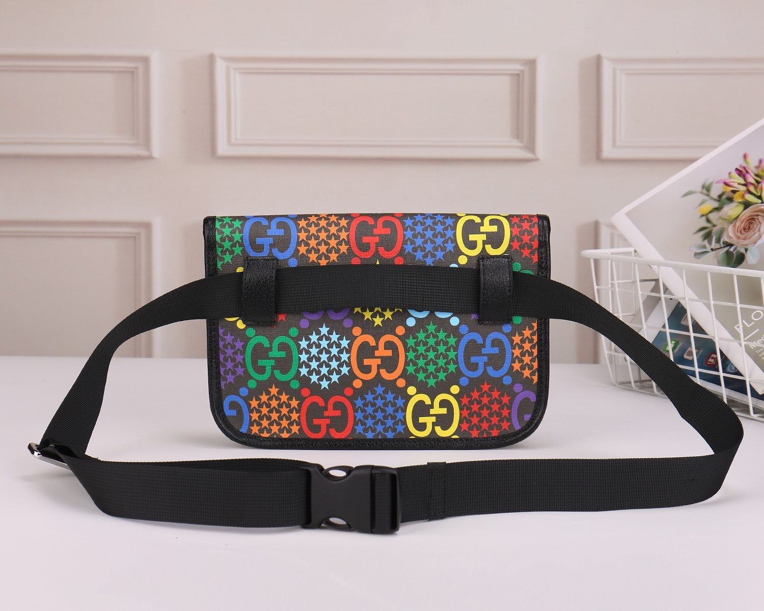 Gucci Rainbow Monogram Print Belt Bag Adjustable Waist Fanny Pack