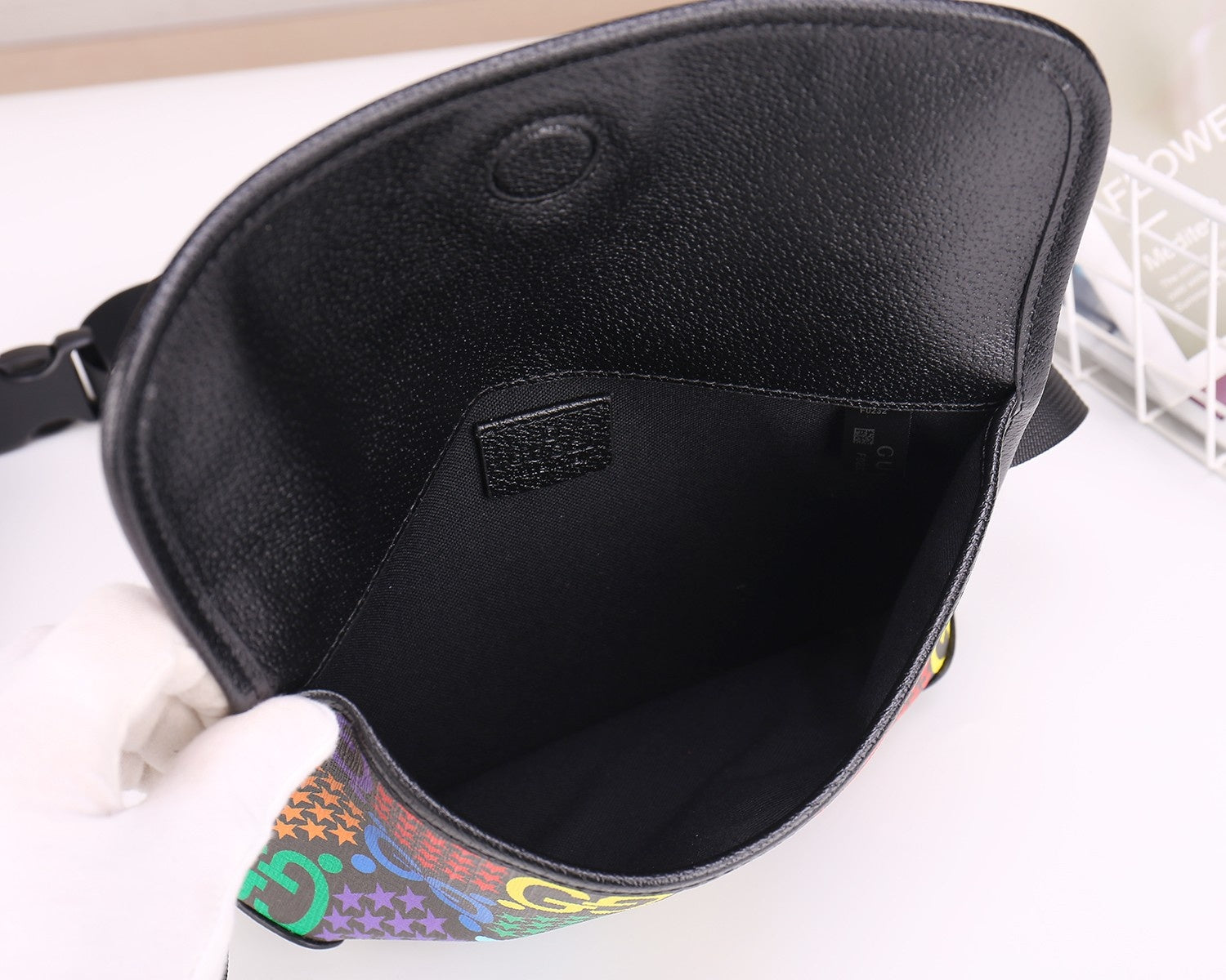 Gucci Rainbow Monogram Print Belt Bag Adjustable Waist Fanny Pack