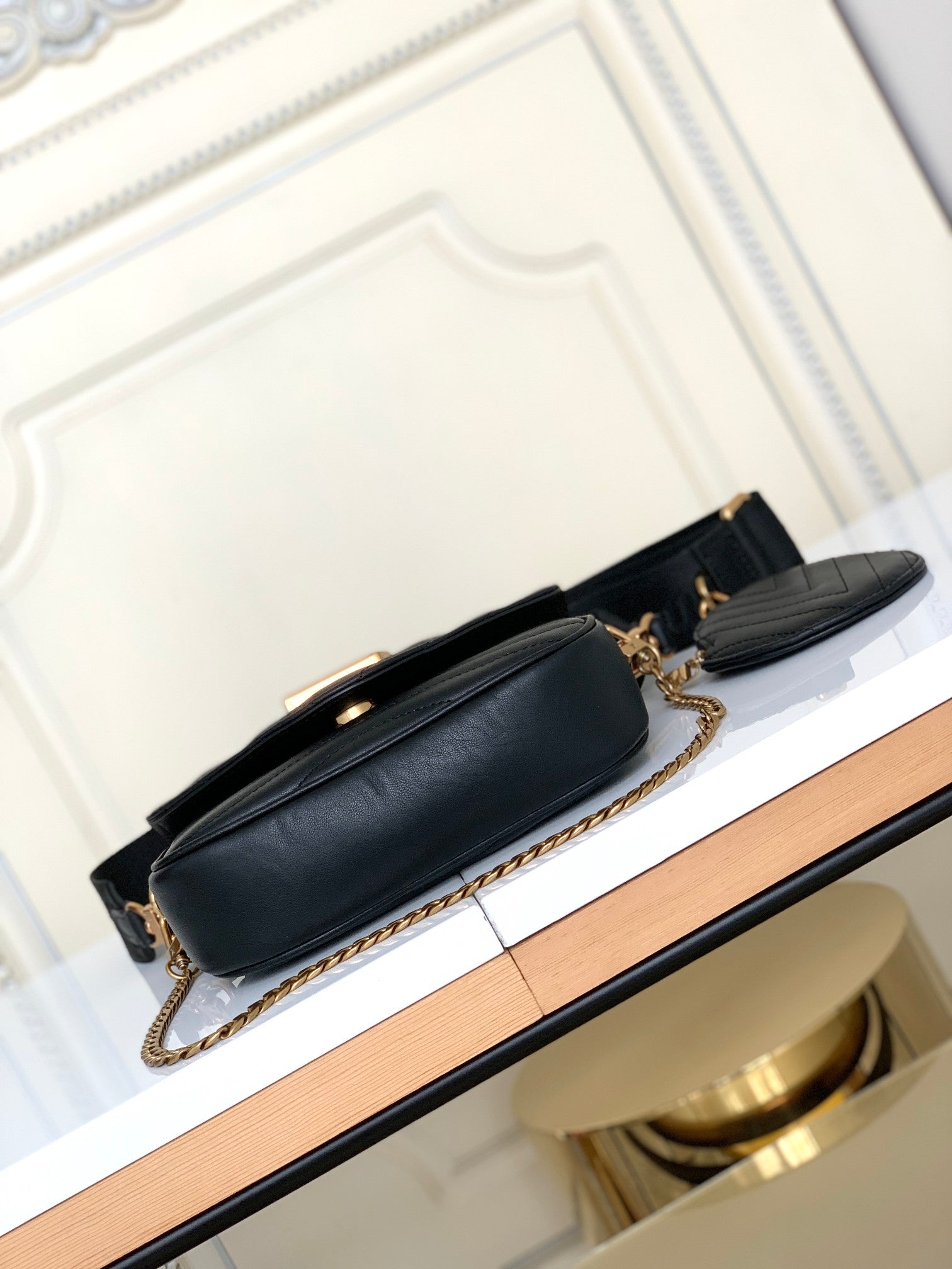 Louis Vuitton Black Quilted Chevron Crossbody Bag with Detachable Coin Pouch