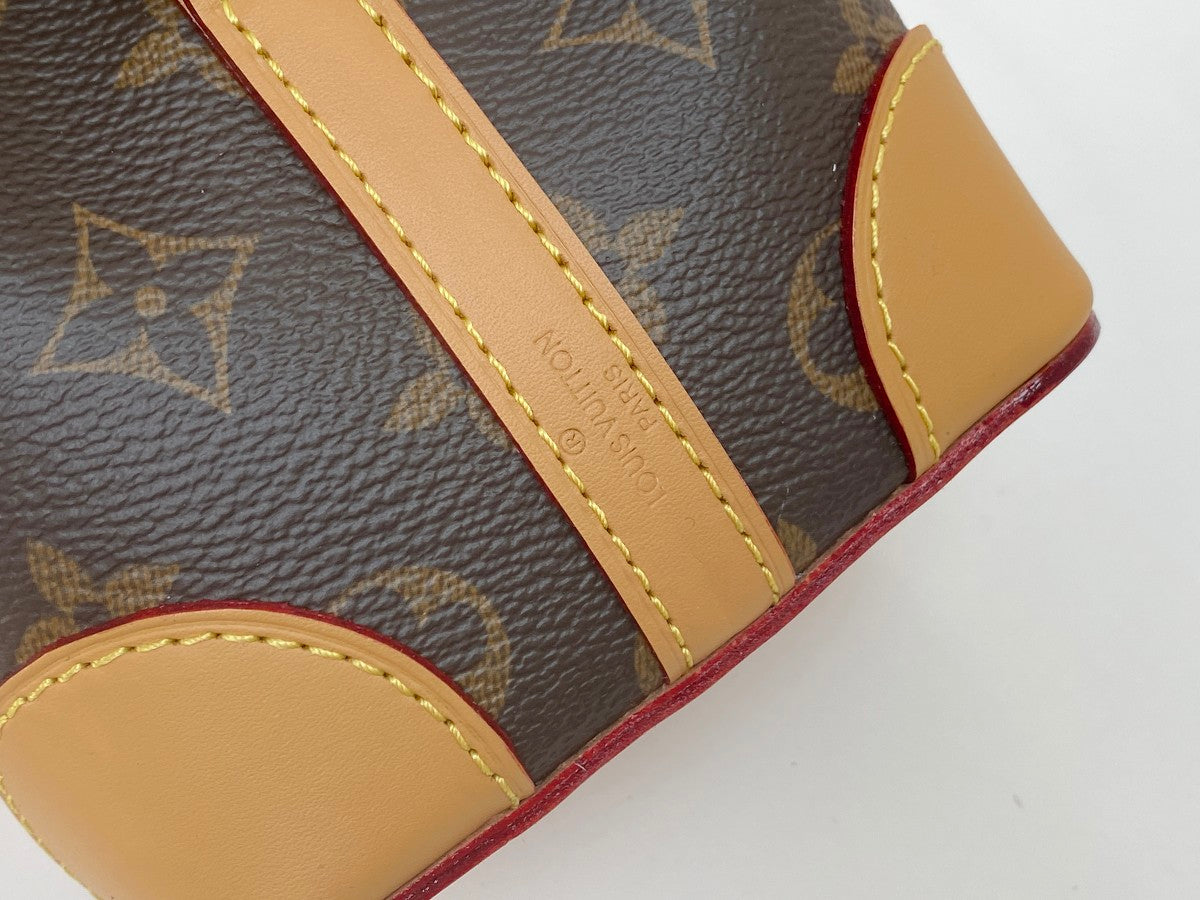 Louis Vuitton Vintage Brown Monogram Mini Bucket Bag with Tan Leather Trim
