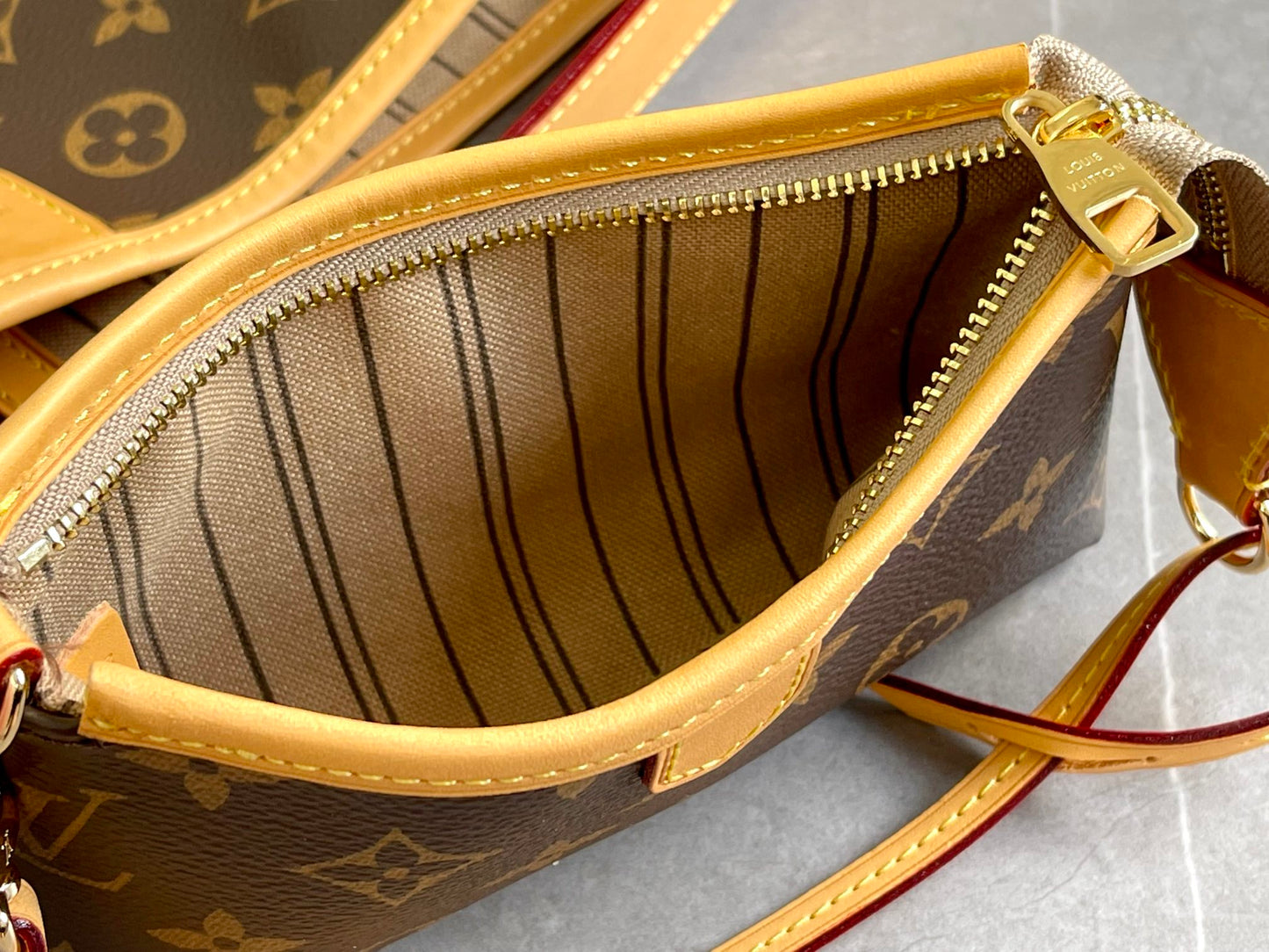 Louis Vuitton Classic Brown Monogram Hobo Shoulder Bag with Matching Pouch Set