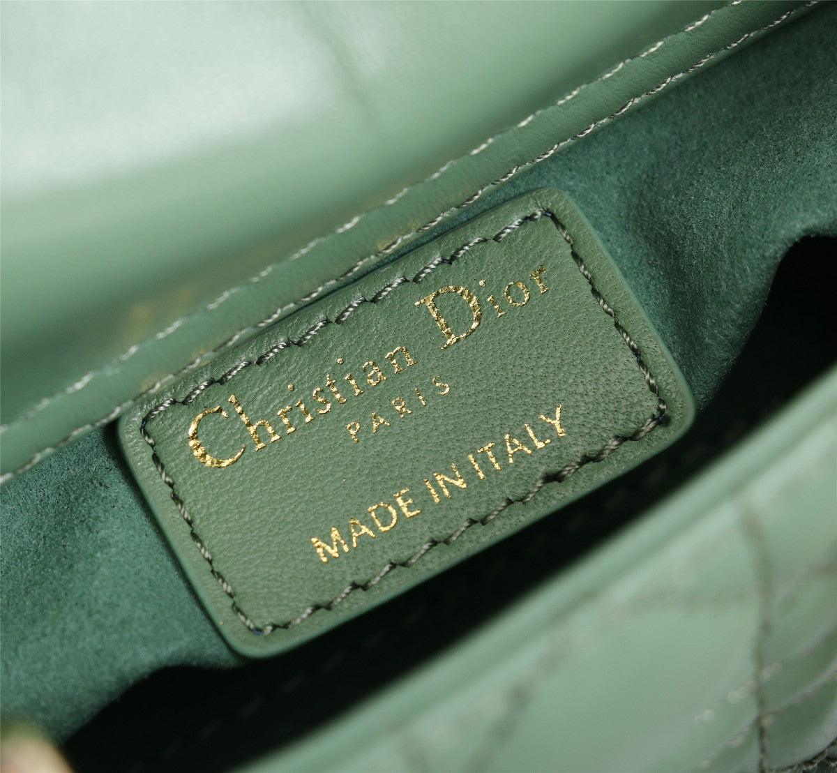Dior Elegant Sage Green Quilted Leather Mini Top Handle Shoulder Bag