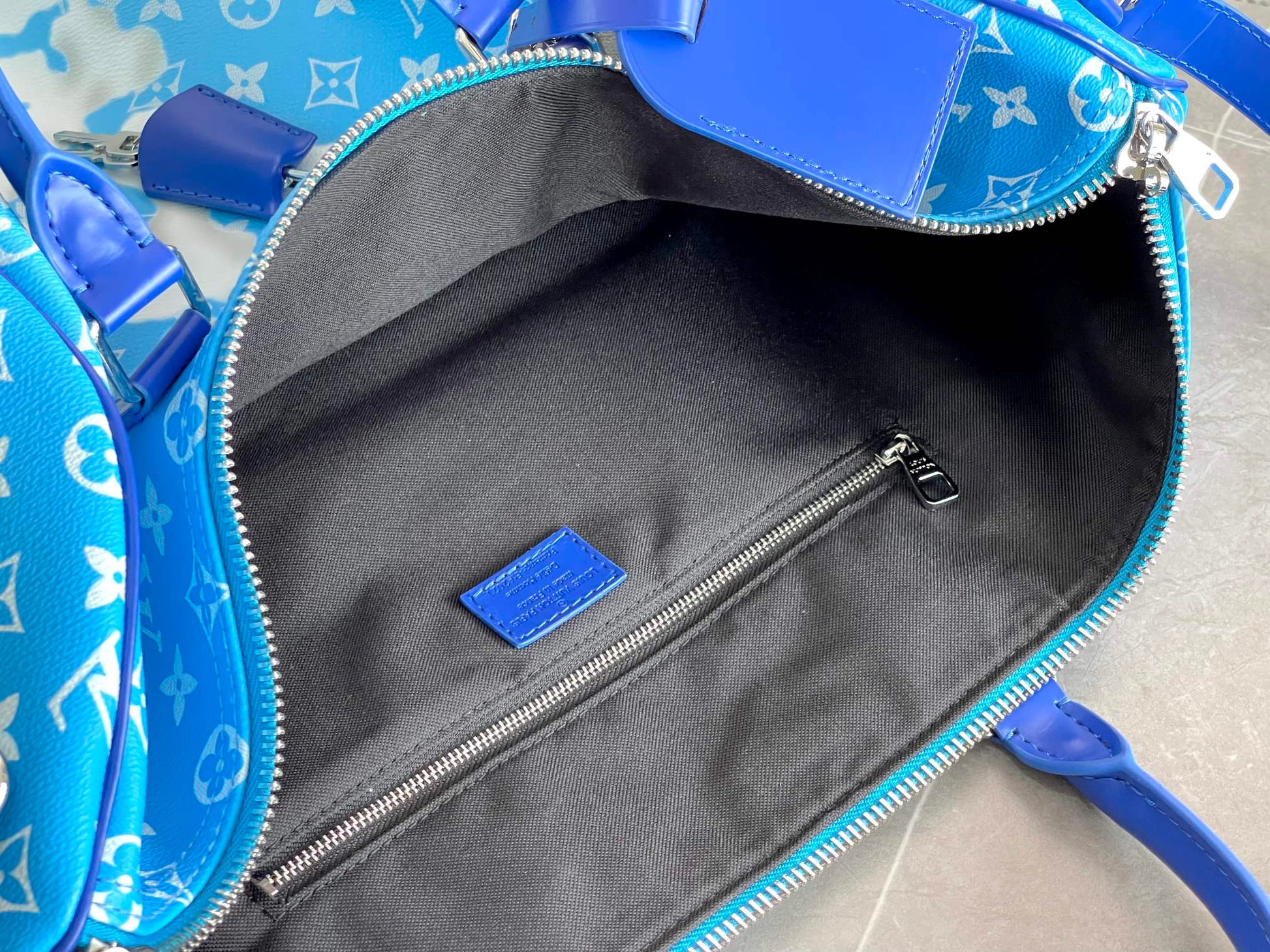 Louis Vuitton Blue Gradient Sky Cloud Monogram Print Travel Duffle Bag
