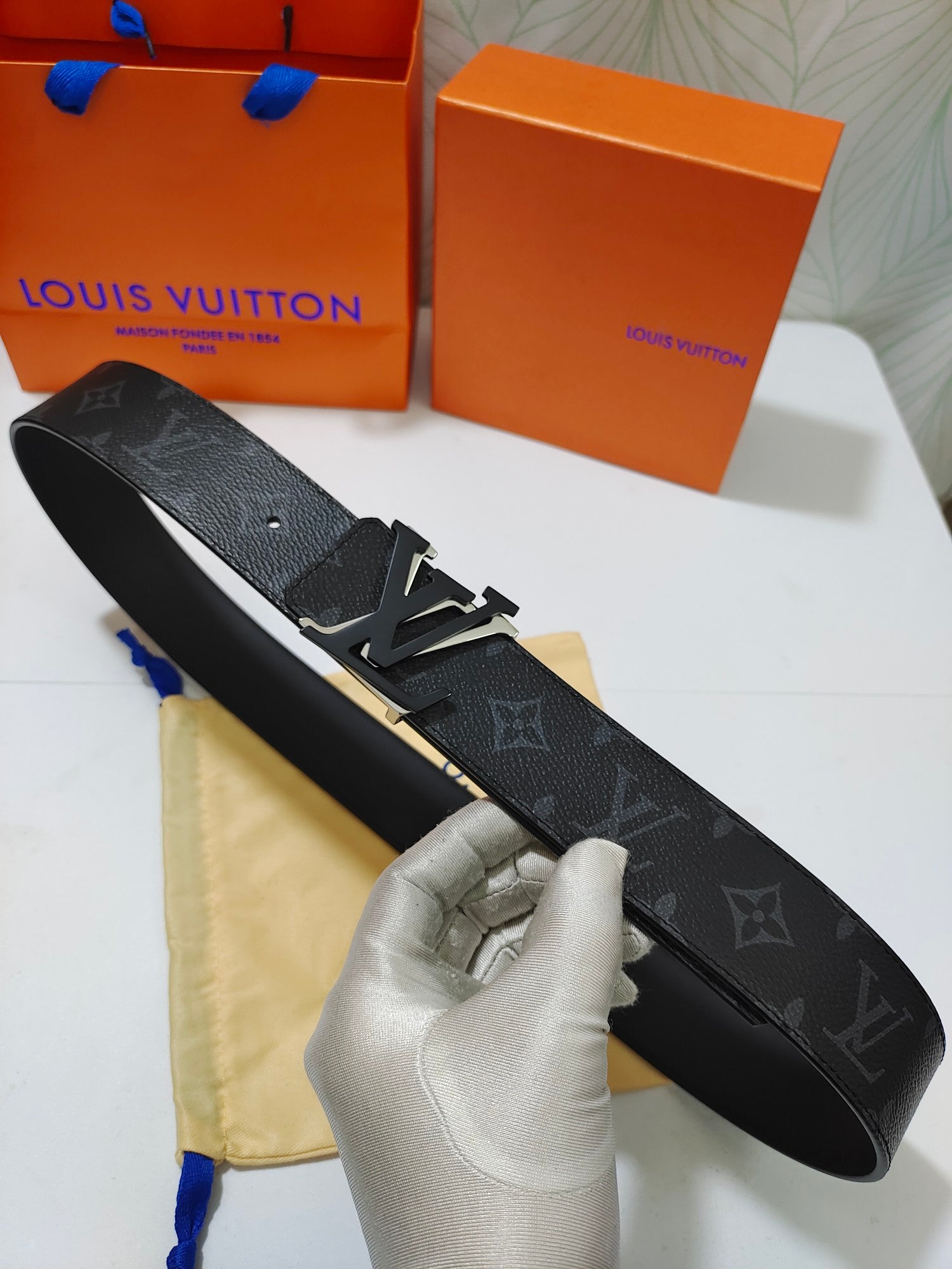 Louis Vuitton LV Initials 40mm Belt Monogram Eclipse Canvas Black with Matte Black Buckle