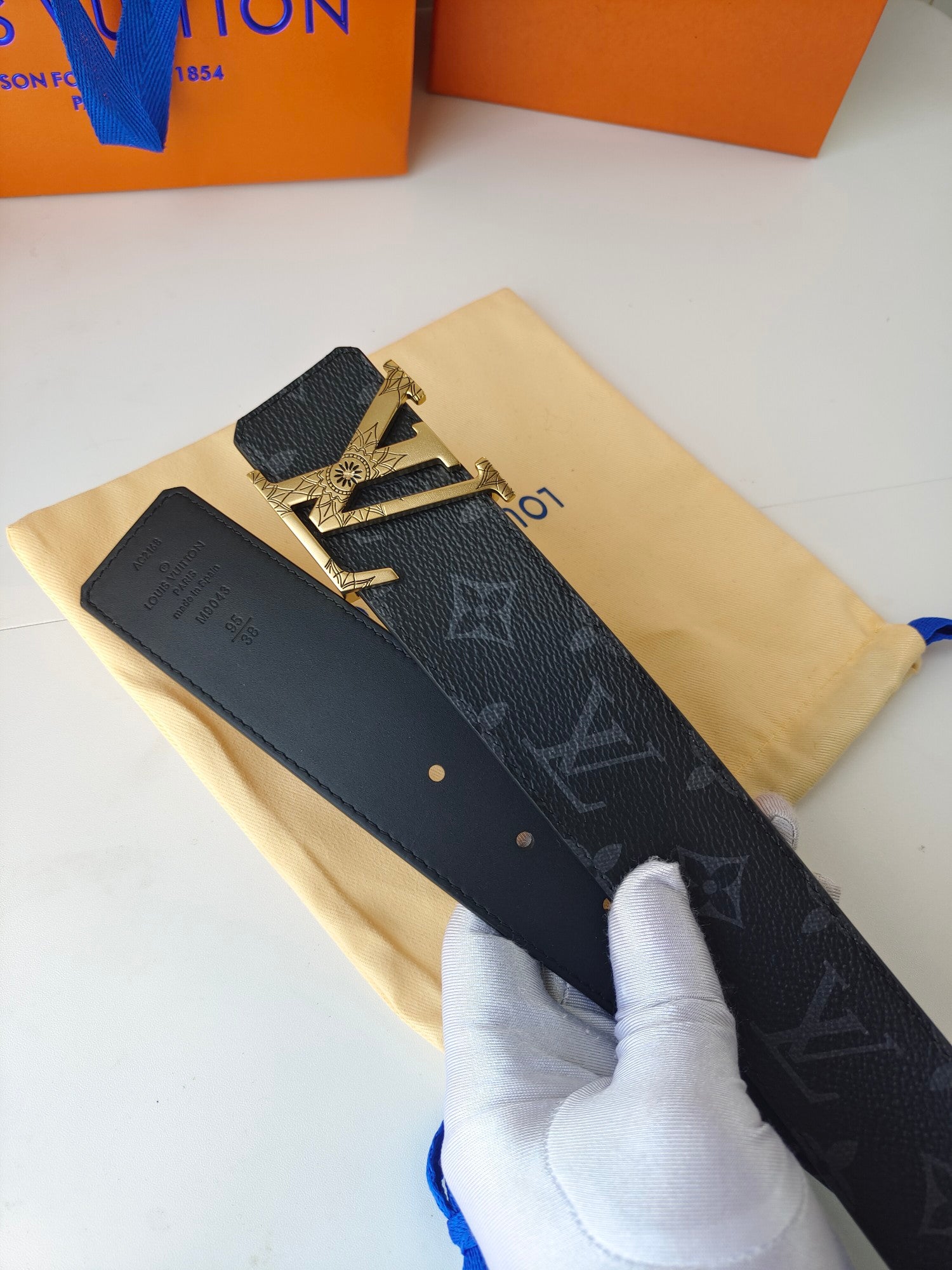 Louis Vuitton LV Initiales 40mm Belt Monogram Eclipse Canvas with Gold-Tone Buckle