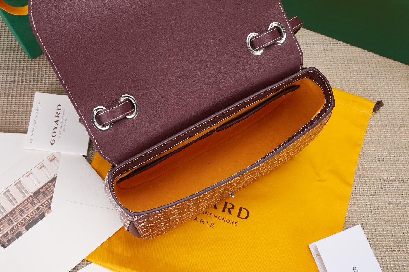 Gogy Classic Burgundy Monogram Leather Flap Crossbody Shoulder Bag