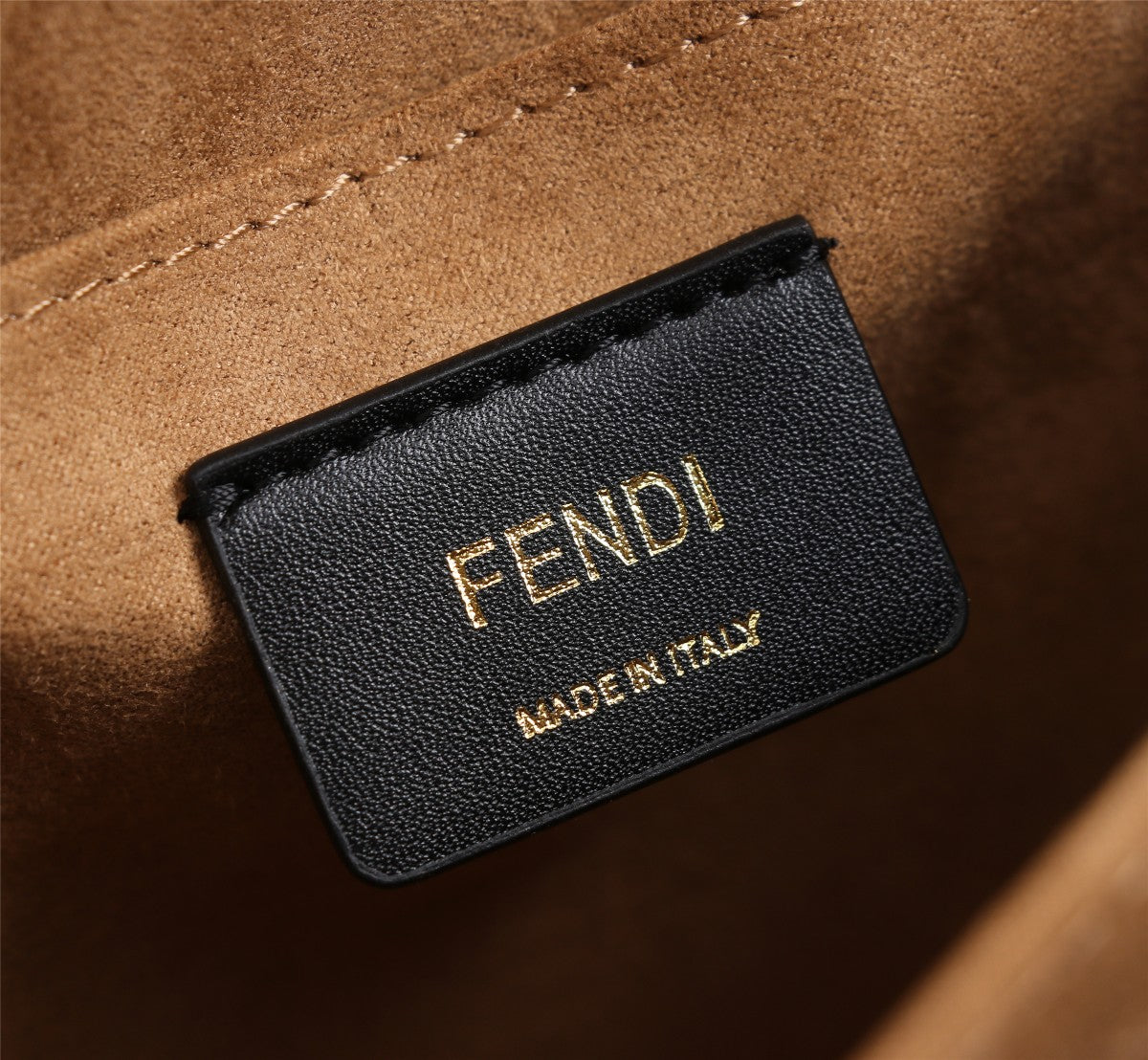 Fendi Kan I Black Embossed FF Logo Leather Shoulder Bag with Gold Chain