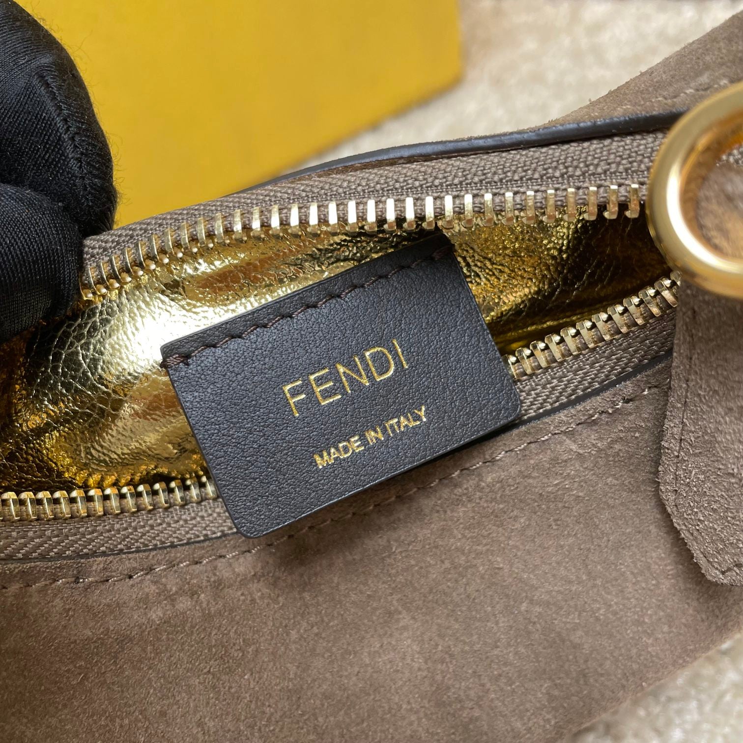 Fendi Fendigraphy Nano Suede Hobo Bag - Grey