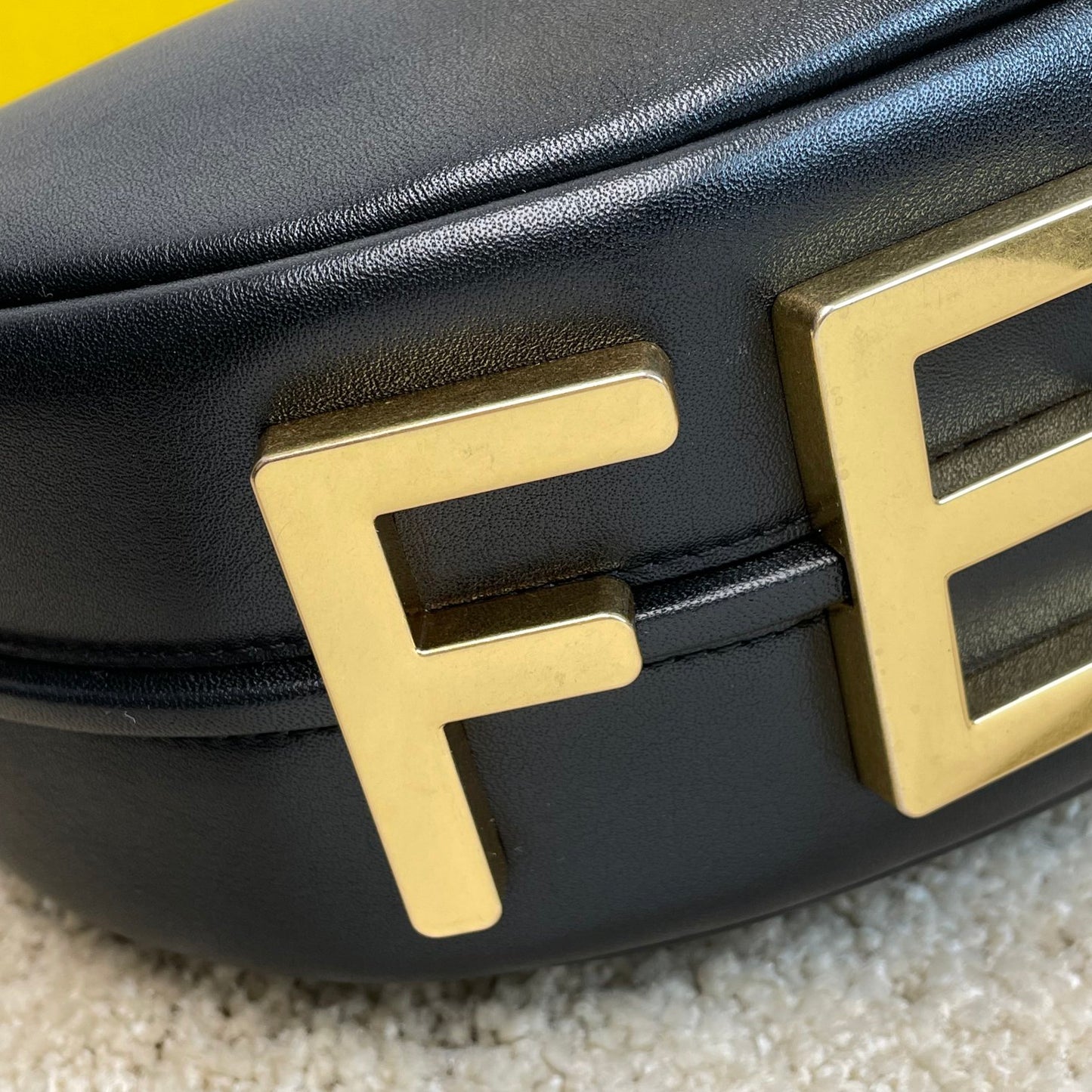 Fendi Fendigraphy Small Black Leather Crescent Hobo Bag