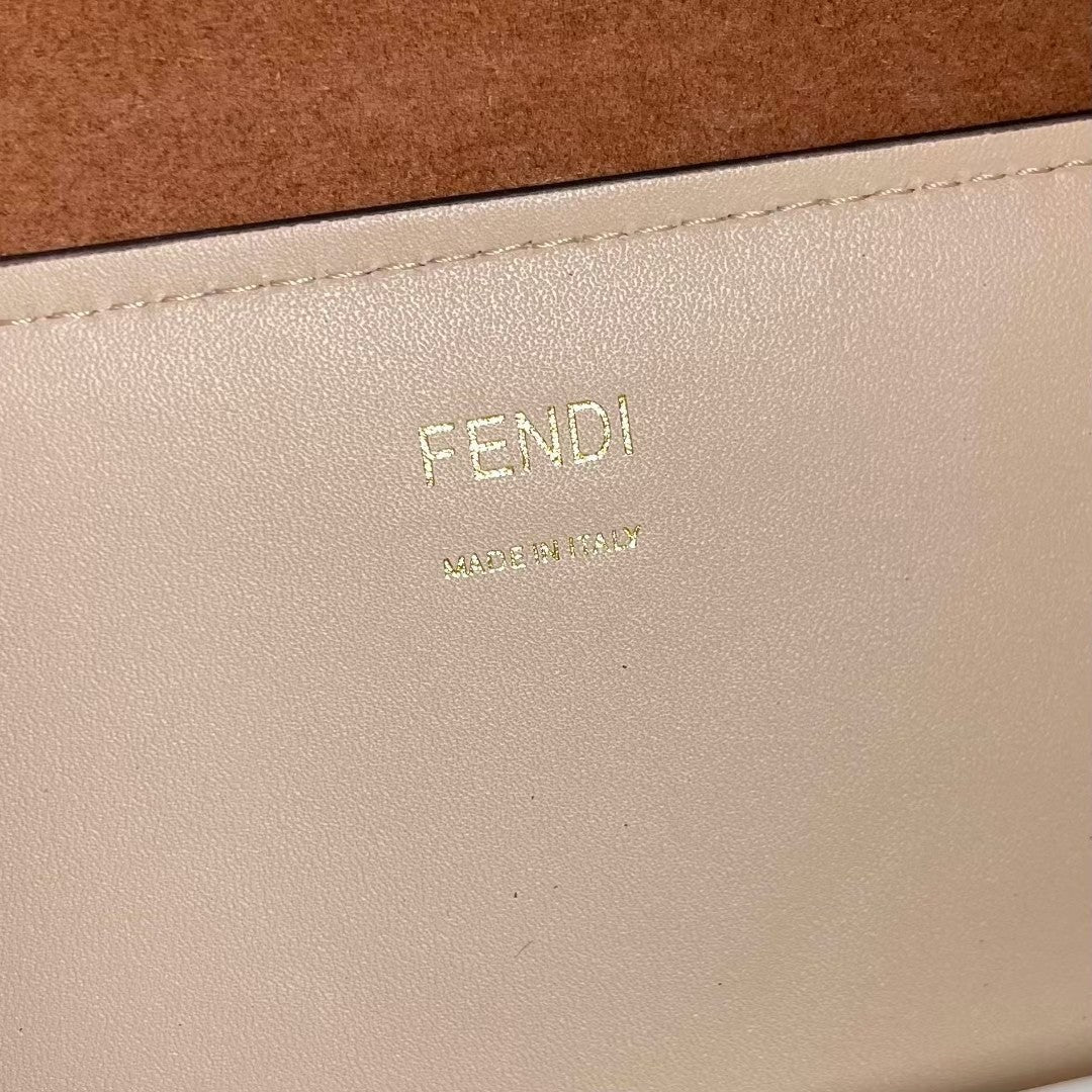 Fendi Large Sunshine Shopper Tote Bag in Beige Canvas with FENDI ROMA Logo